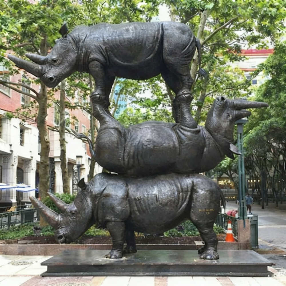 The Last Three Rhinos Sculpture bronze art
