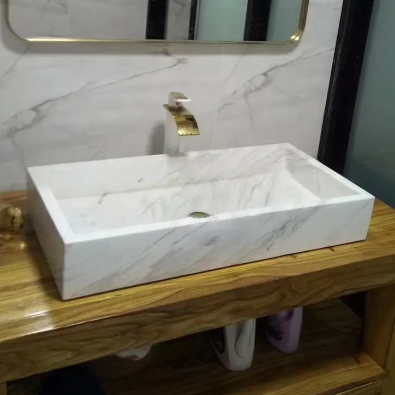 White Rectangle Counter Top Basin