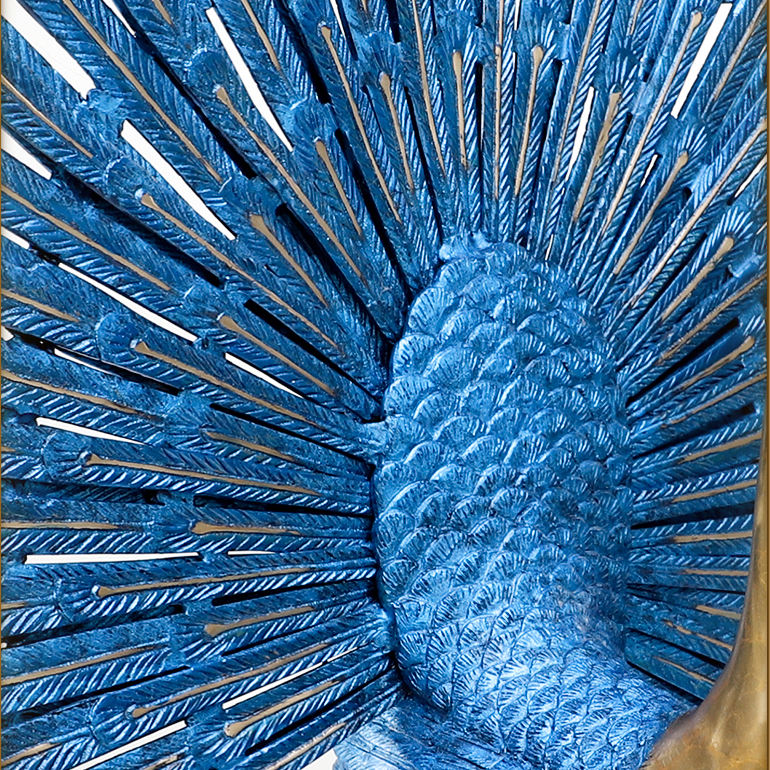 artistic bronze Peacock Decor Statue feather detail
