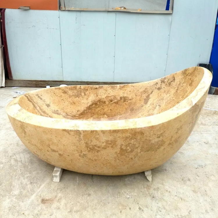 beige marble Asymmetrical Bathtub high back