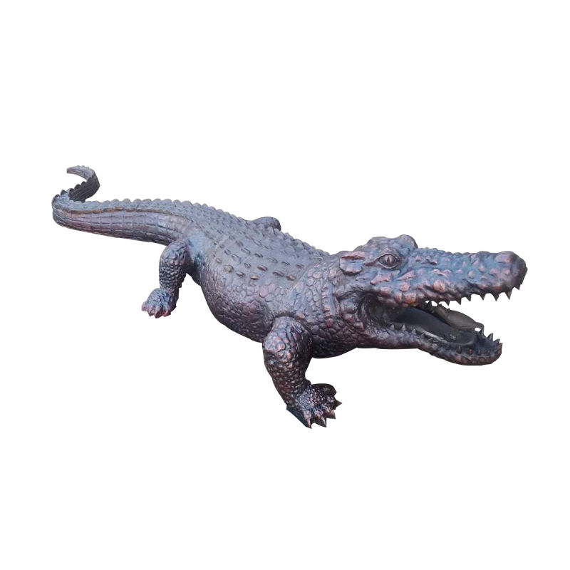 bronze Alligator Garden Sculpture predator pose