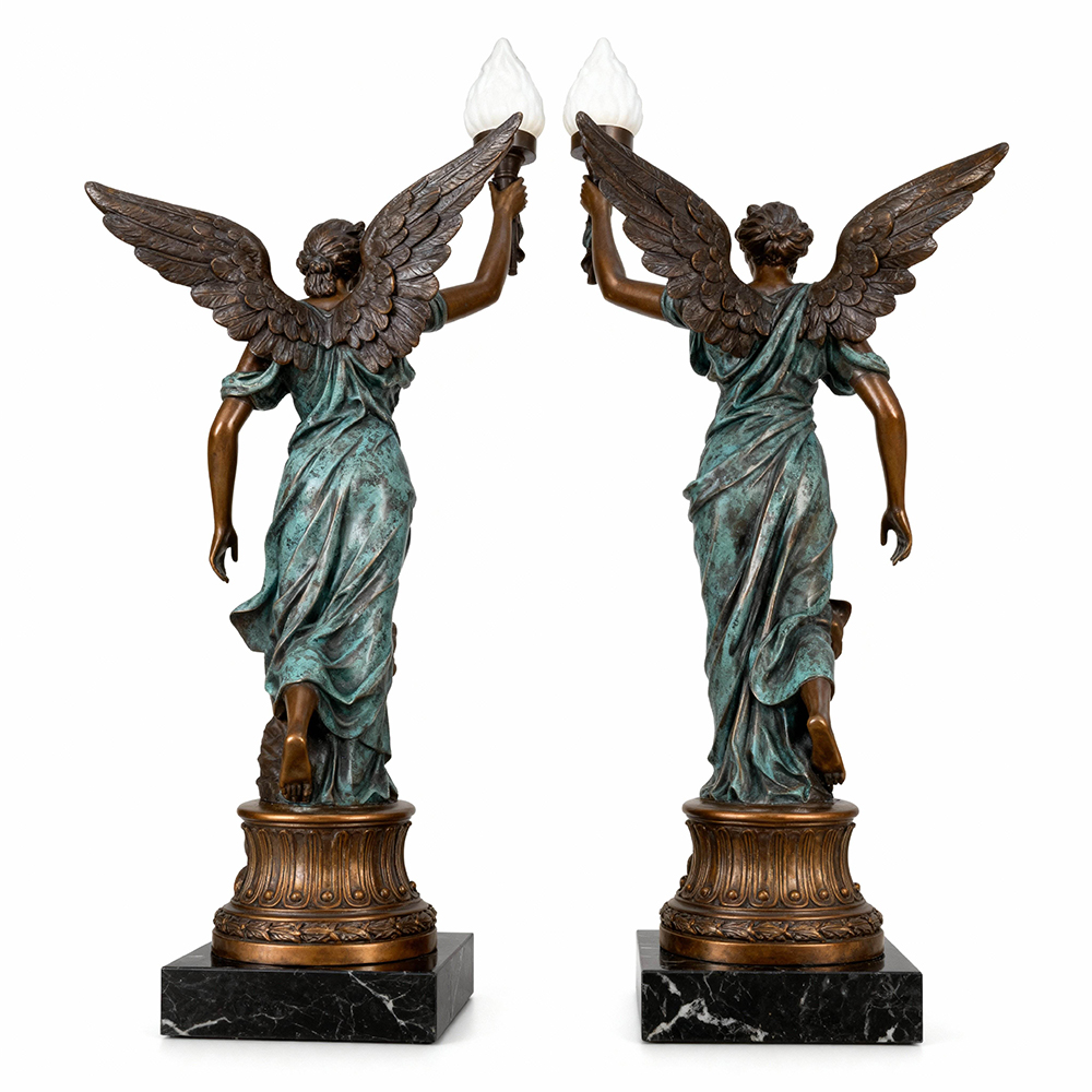 bronze Angel Statue Lamp statue back view