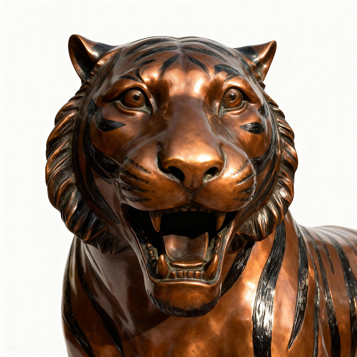bronze Big Tiger Statue face closeup