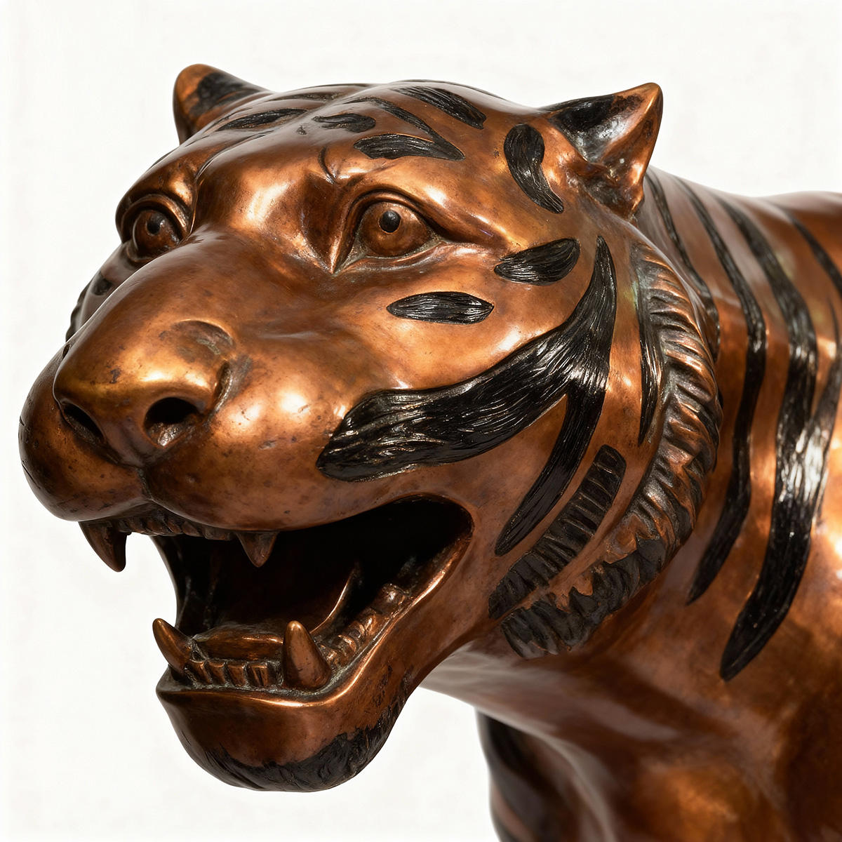 bronze Big Tiger Statue roaring head