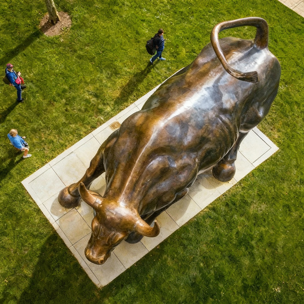 bronze Bull Market Sculpture top view