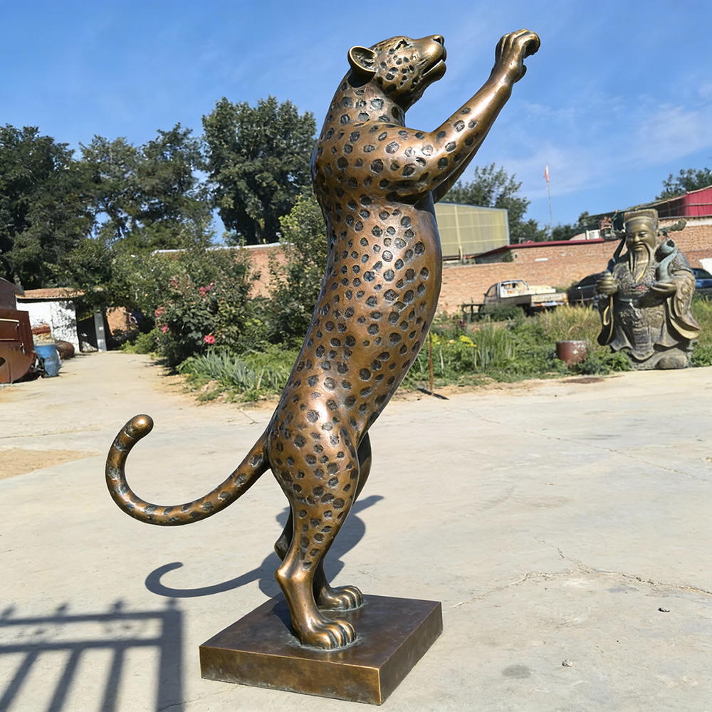 bronze Cheetah Statue Large standing dynamic pose