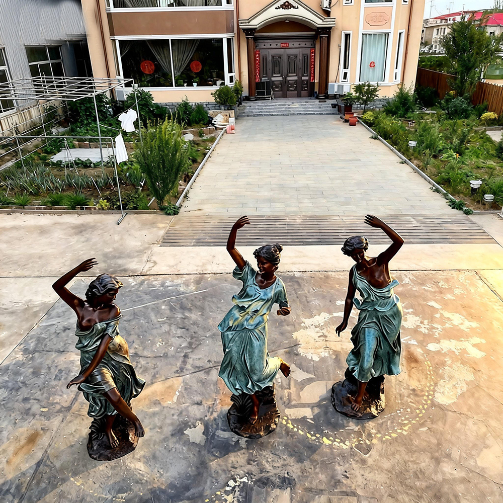 bronze Dancing Female Statue set