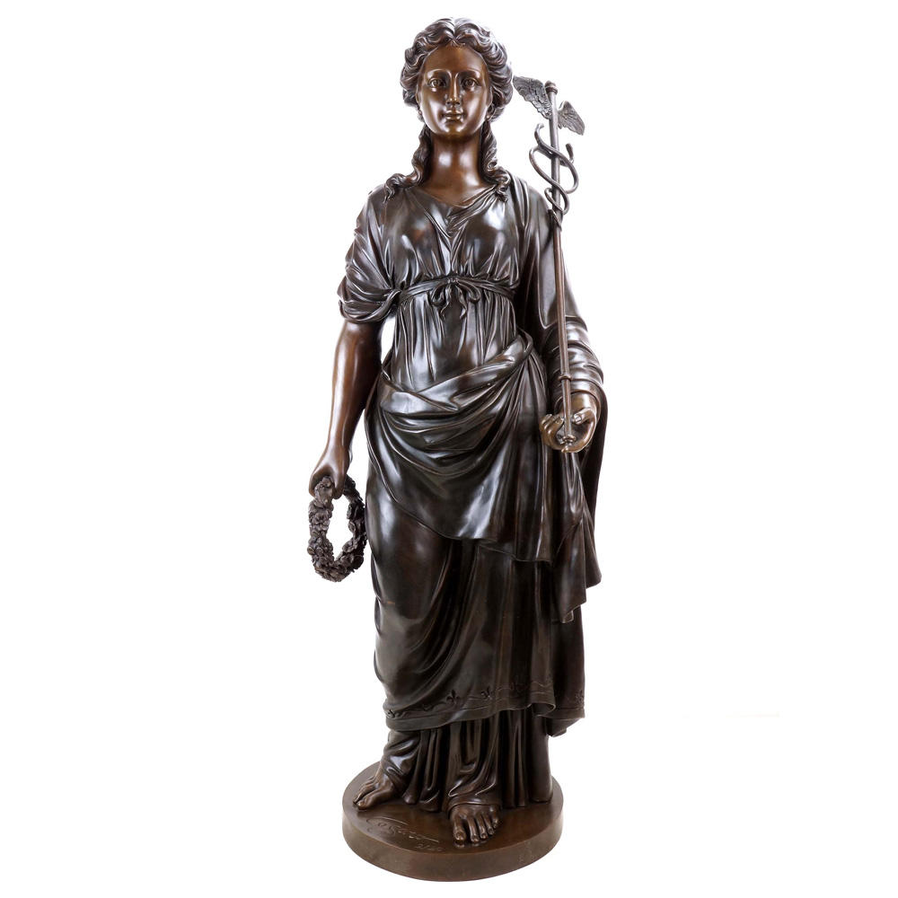 bronze Goddess Hygieia Statue classical sculpture