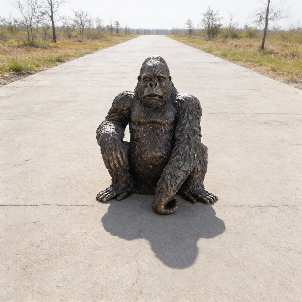 bronze Gorilla Life Size garden Statue