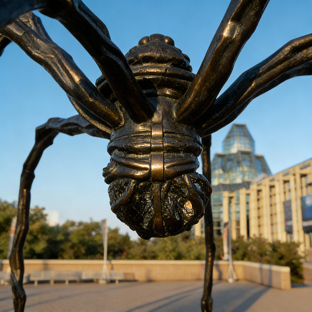 bronze Huge Spider Sculpture with clustered abdomen
