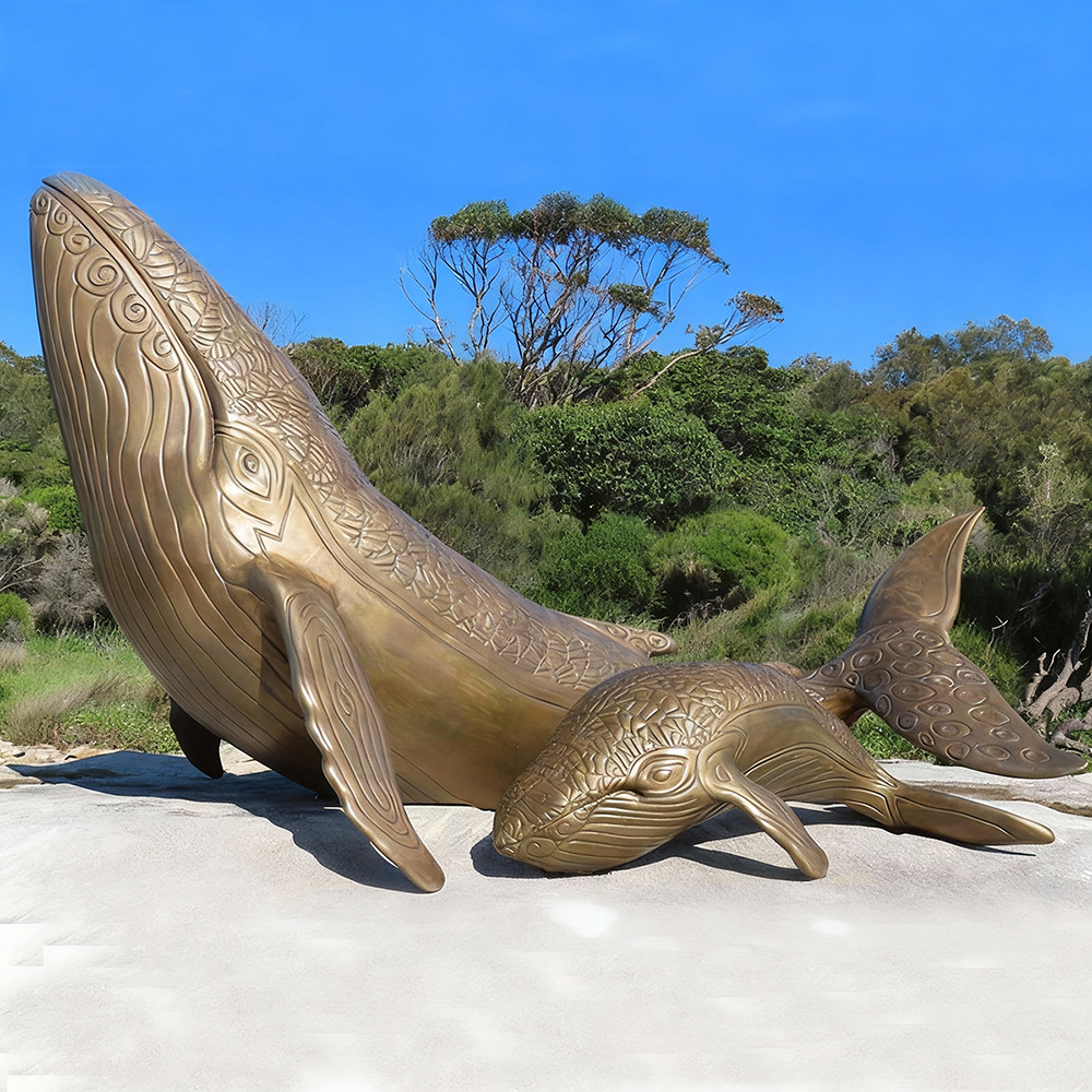 bronze Humpback Whale Statue tail detail