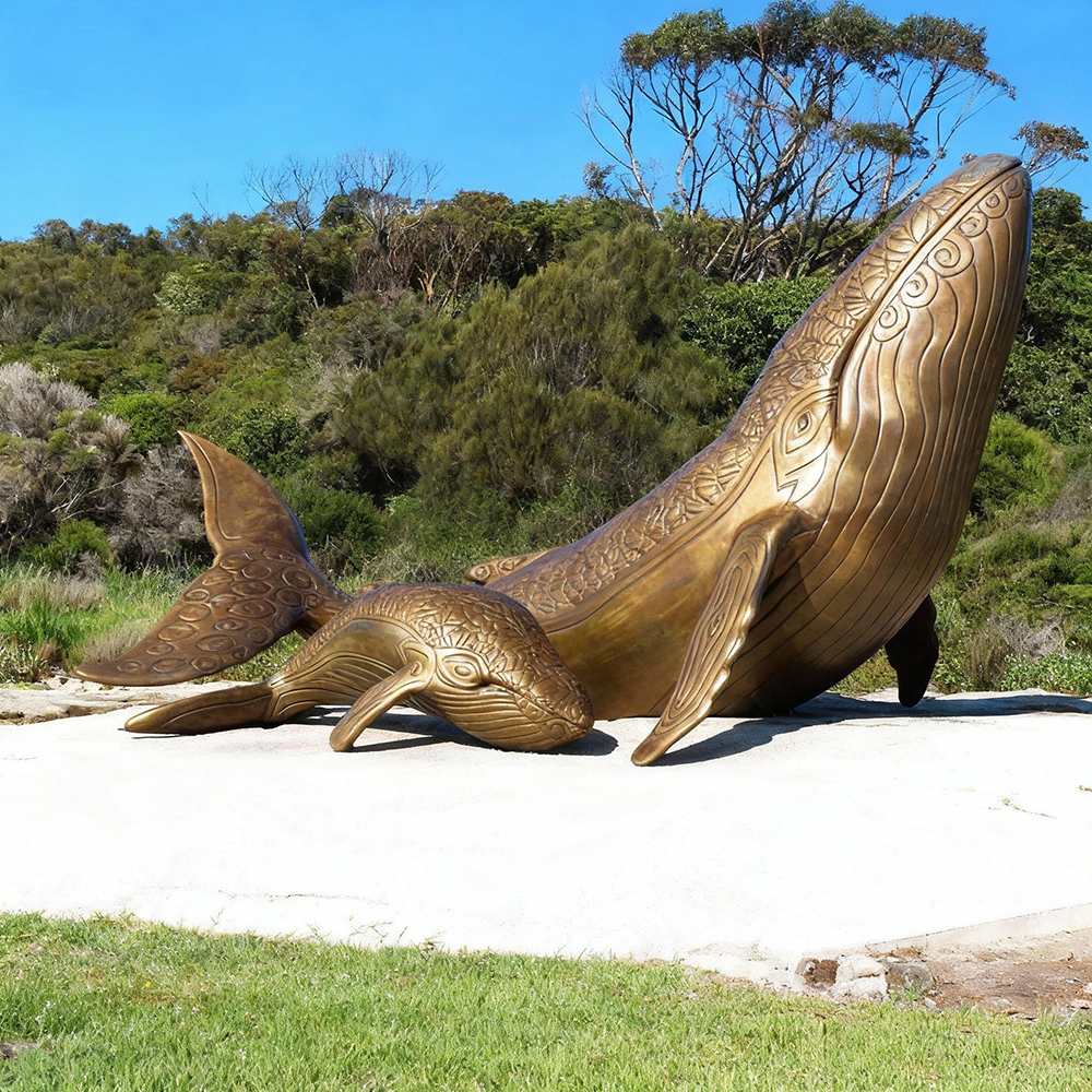 bronze Humpback Whale Statue side