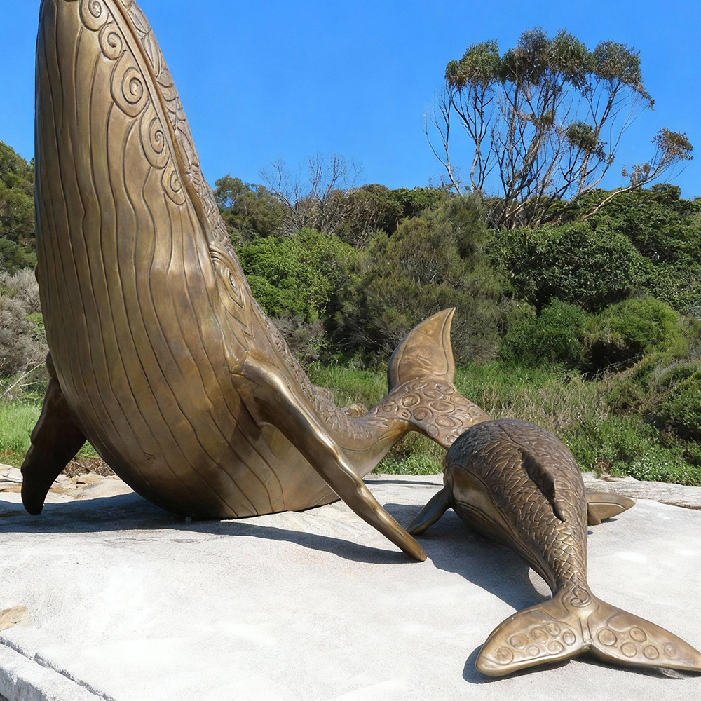 bronze Humpback Whale Statue tail detail