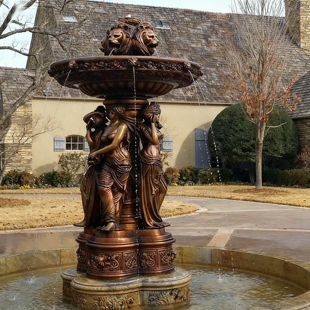 bronze Lady Fountain Statue classic garden fountain