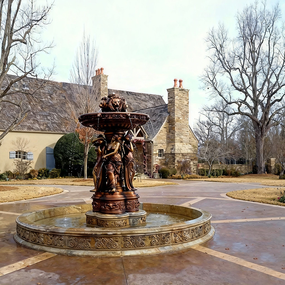 bronze Lady water Fountain Statue