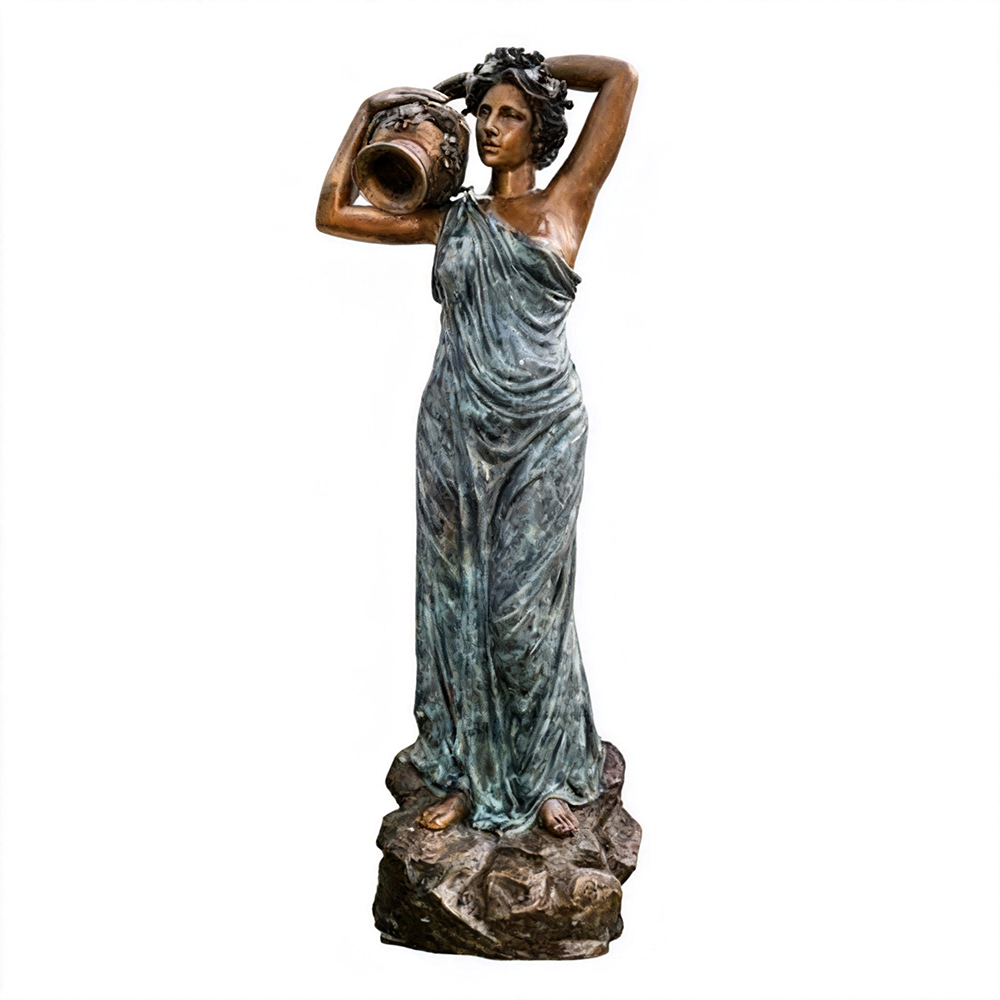 bronze Lady with Water Jar Statue front view