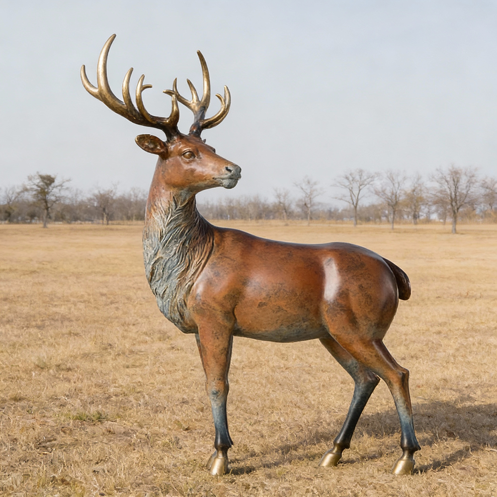 bronze Large Deer Décor side standing stag