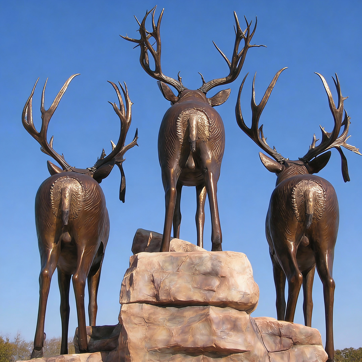 bronze Large Deer Garden Statues rear composition