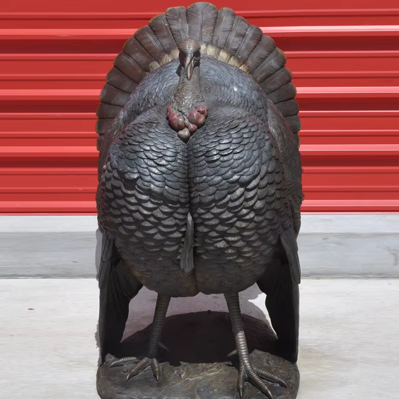 bronze Large Turkey Statue full front view