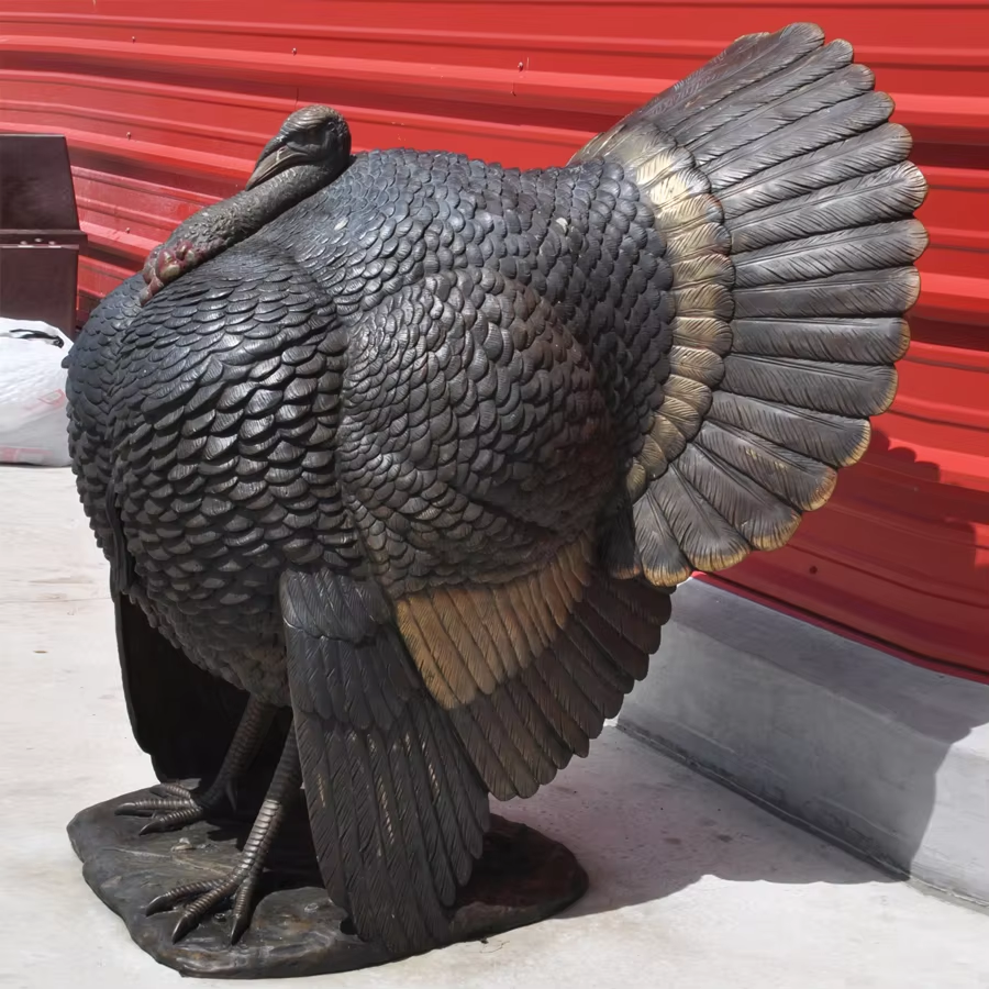 bronze Large Turkey Statue left side profile