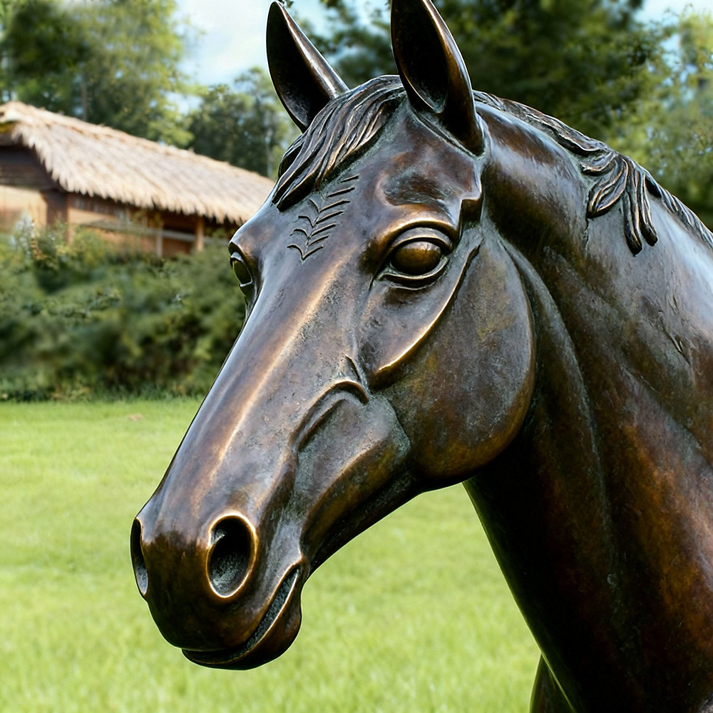 bronze Life Size Horse Sculpture horse head detail