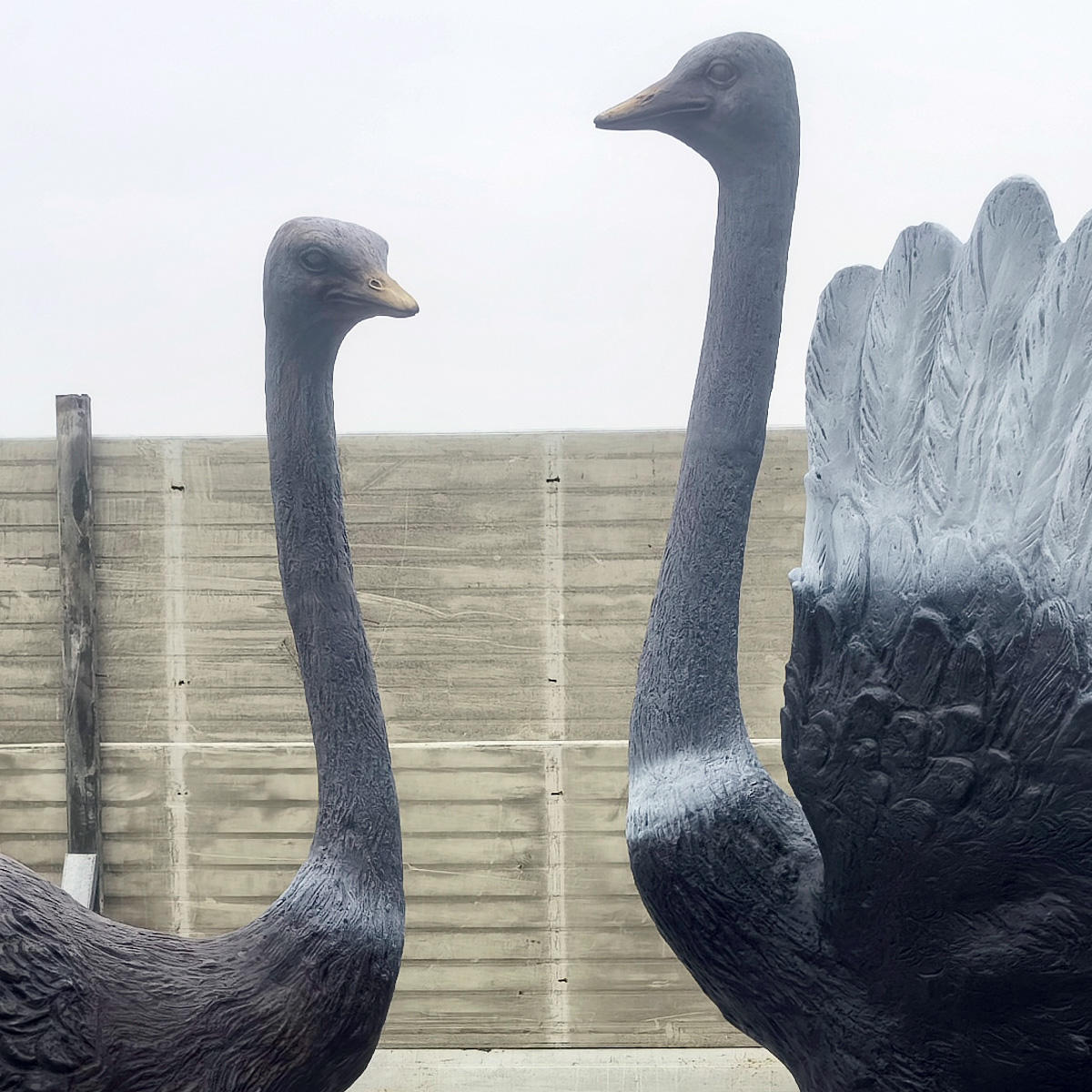 bronze Life Size Ostrich garden statue pair