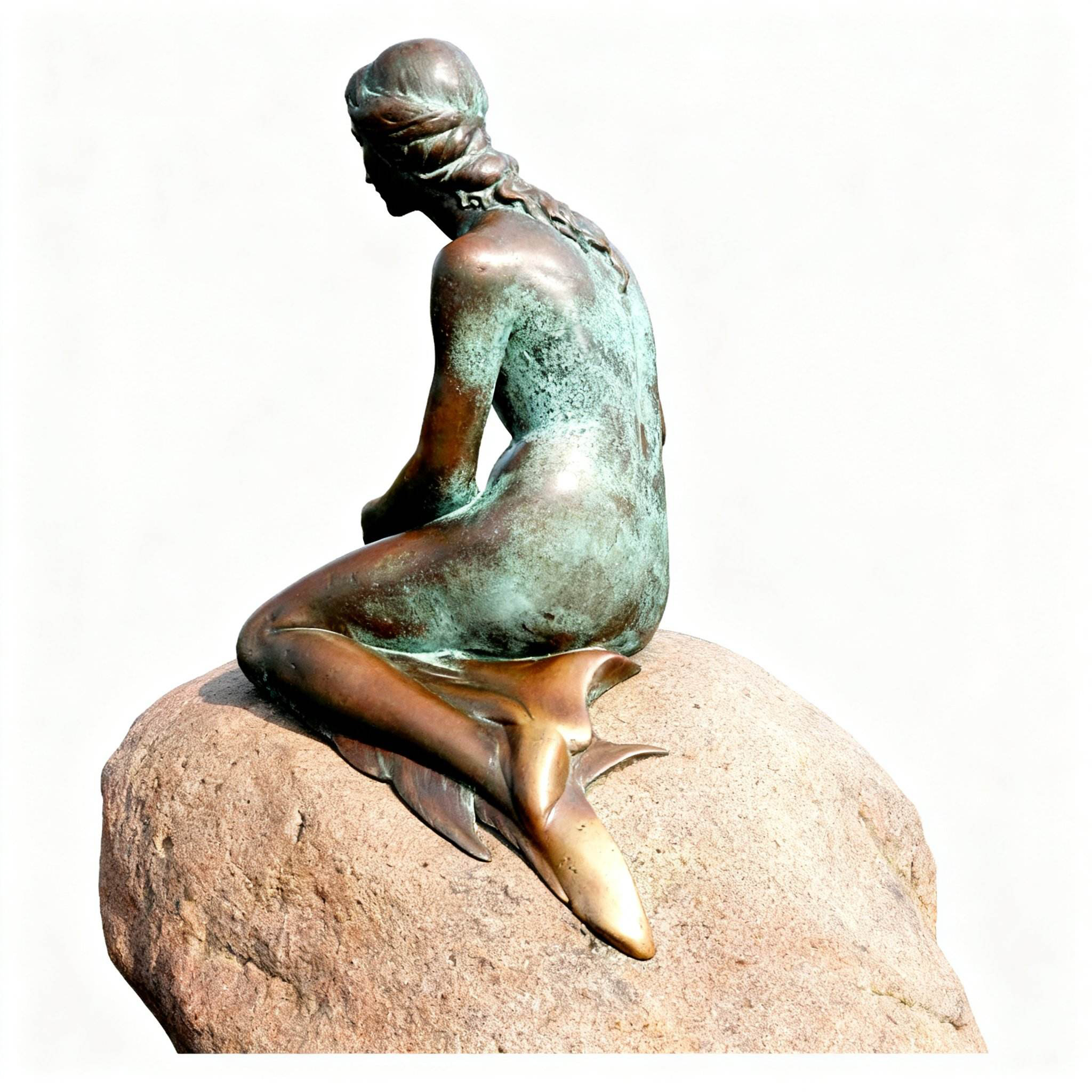 bronze Little Mermaid statue back view