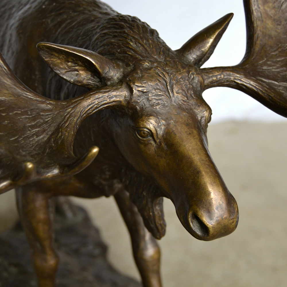 bronze Moose Sculpture Life Size head detail