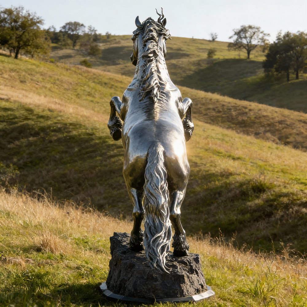 bronze Stallion Statue rear view