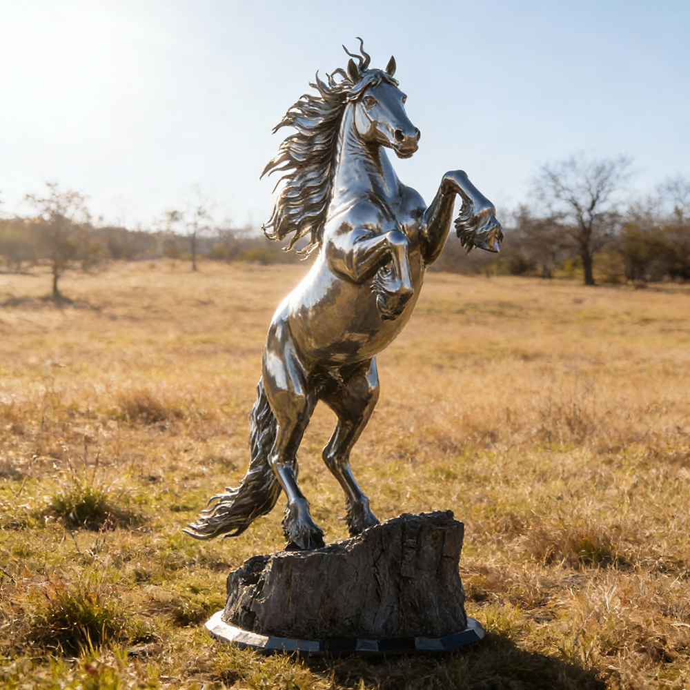 bronze rearing Stallion outdoor Statue