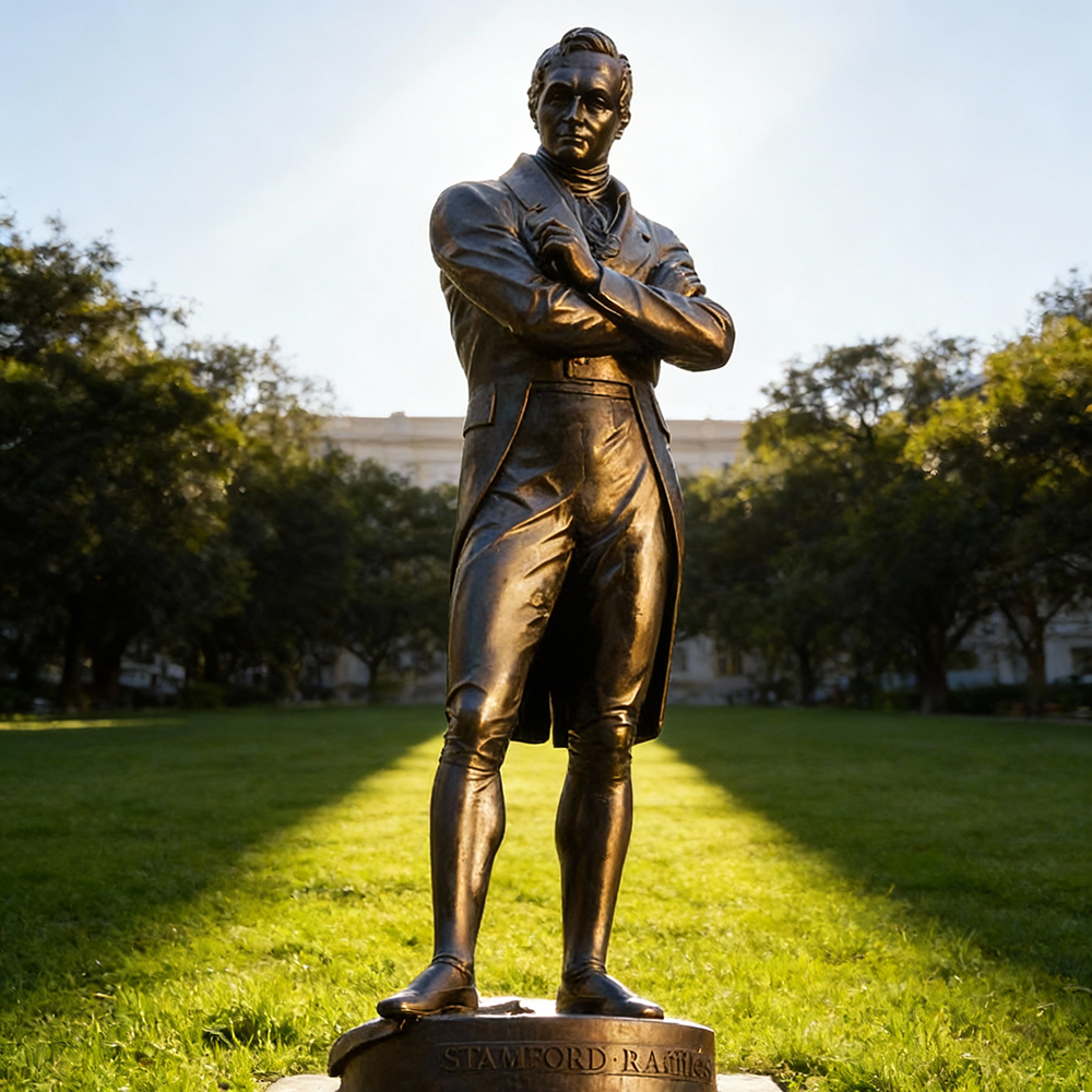 bronze Stamford Raffles Sculpture front view