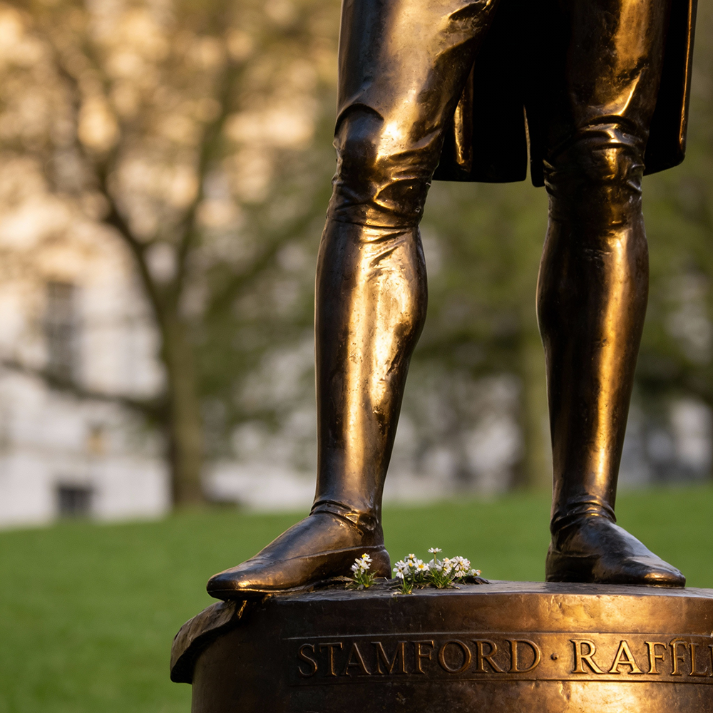 bronze Stamford Raffles Sculpture leg detail