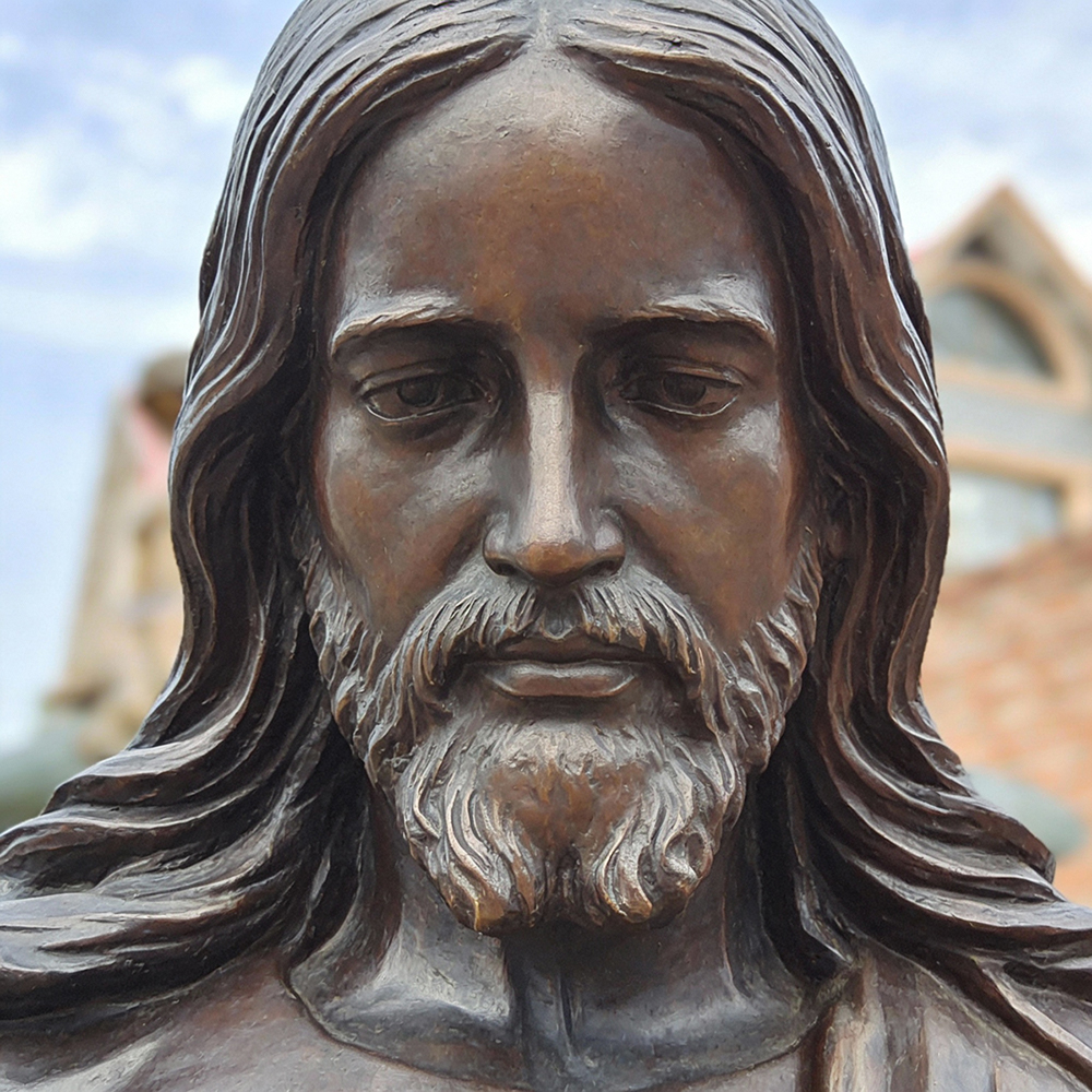 bronze Thorvaldsen Statue of Christ face detail