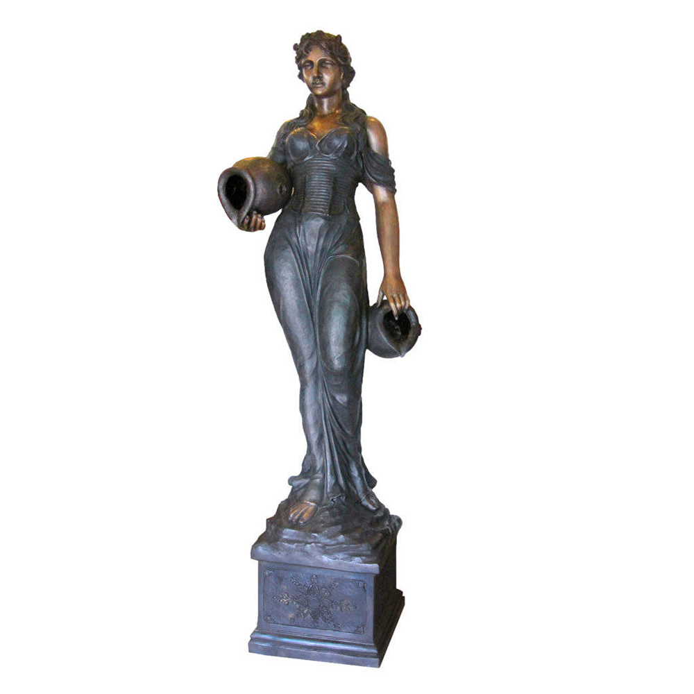 bronze Woman with Vase Sculpture front