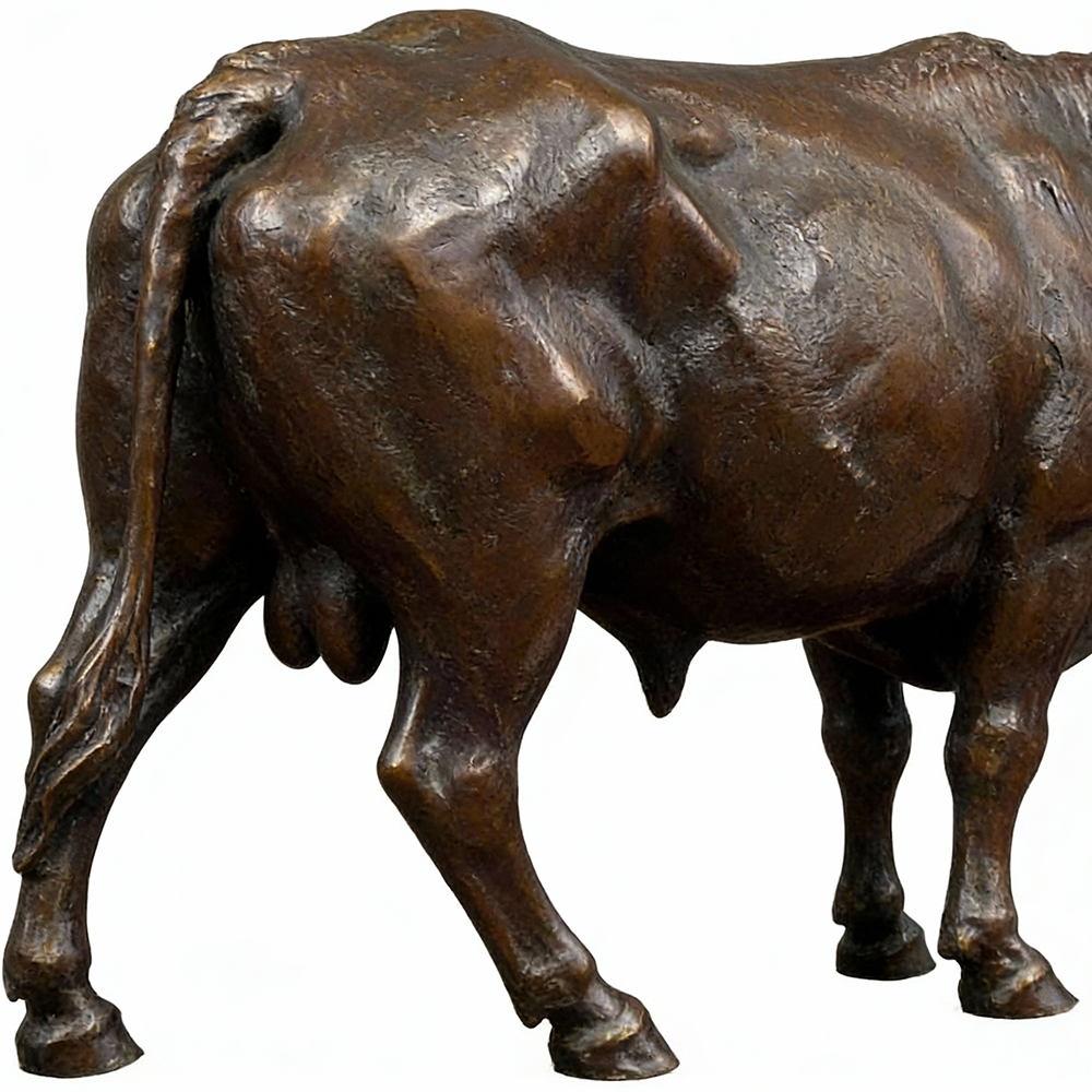 bronze bull statue rear view