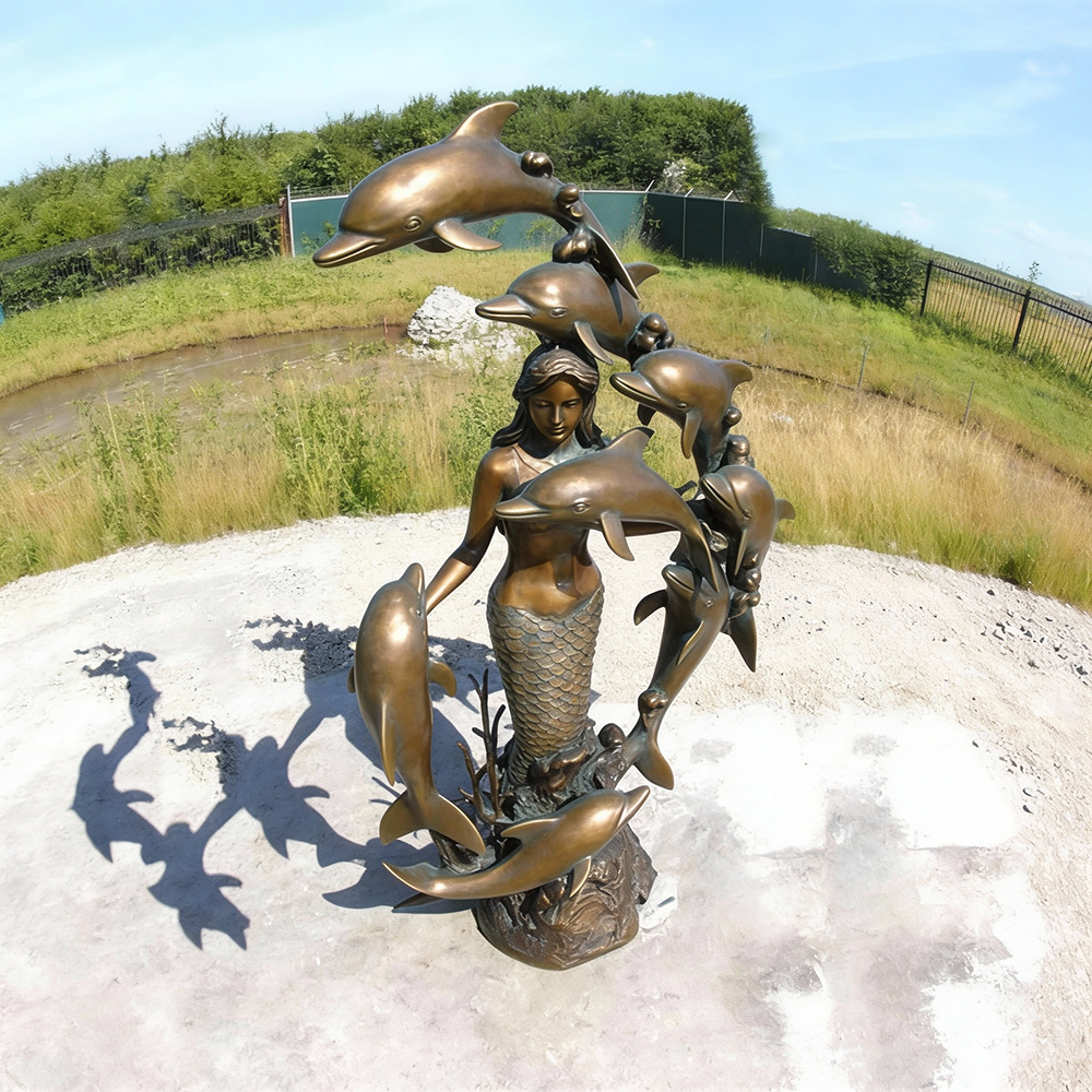 bronze mermaid yard statue top view