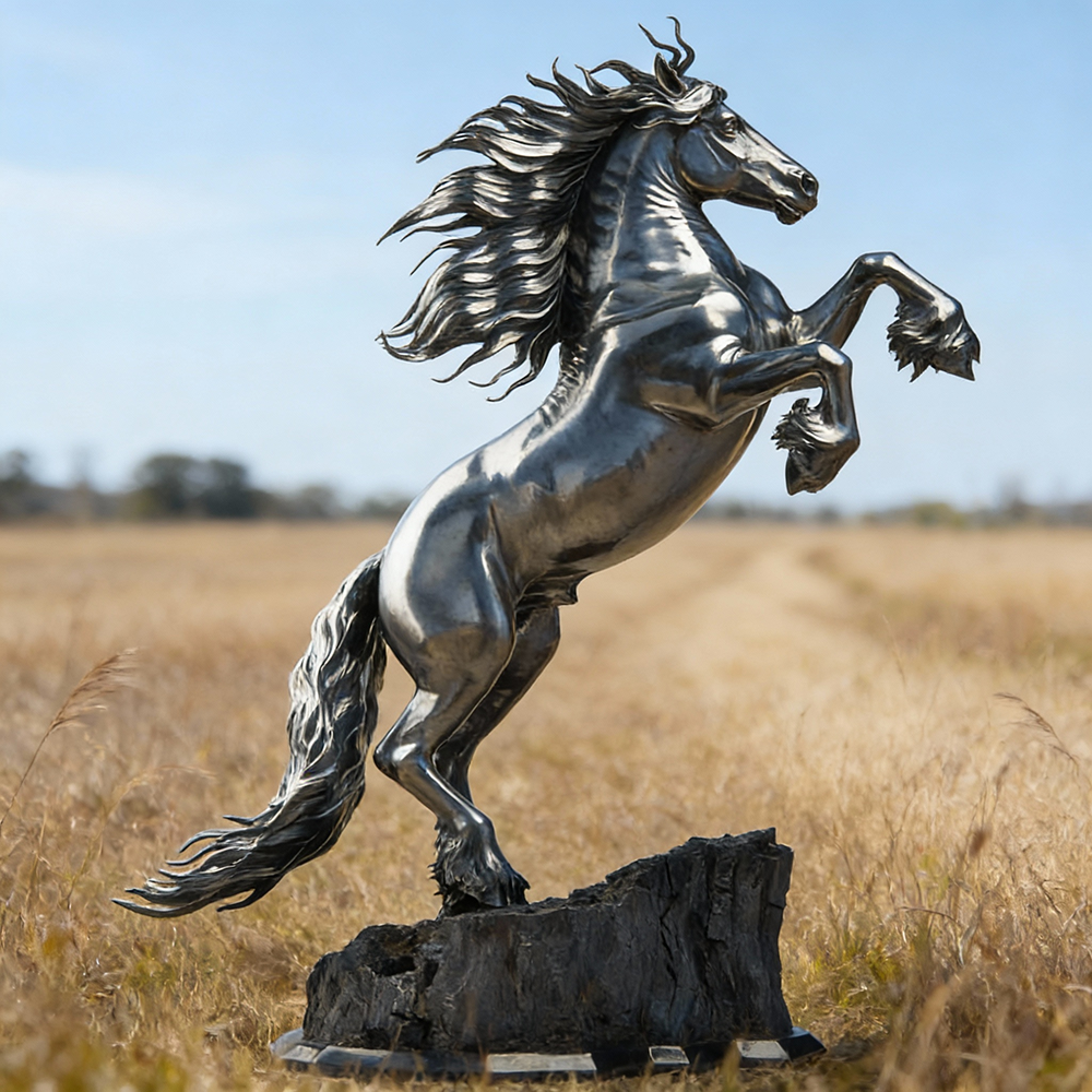 bronze rearing Stallion outdoor Statue