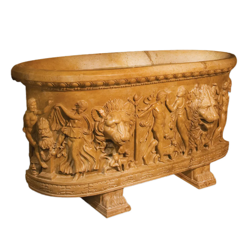 carved marble Bathtub with Lion Head detail