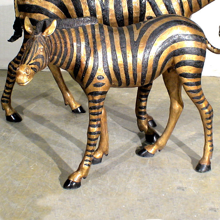 close up of bronze Life Size Zebra Statue foal
