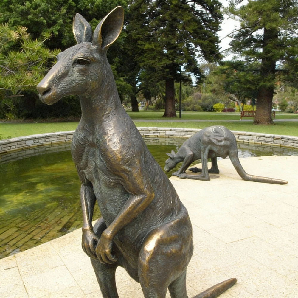 close-up view of Kangaroo Garden Ornament statue