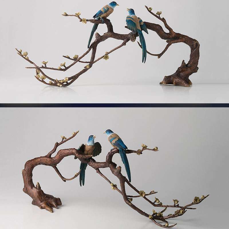 colorful bronze magpie sculpture decor