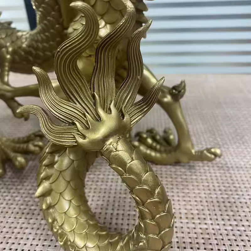 curved tail Bronze Chinese Dragon Sculpture