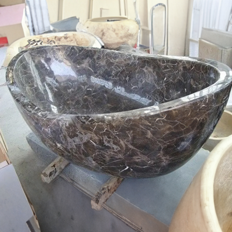 dark marble Asymmetrical Bathtub curved form