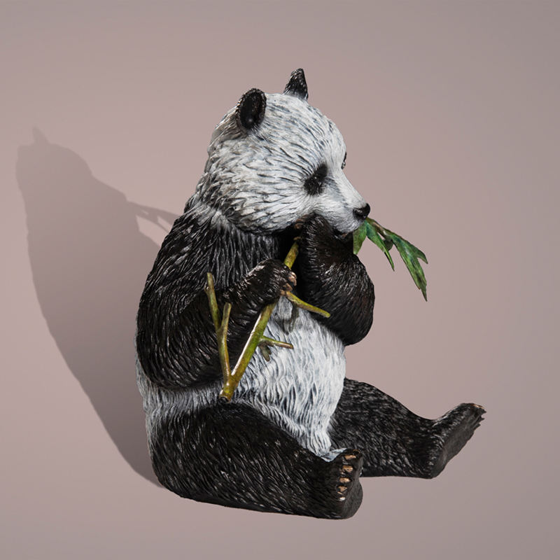 decorative bronze Garden Panda eating Statue