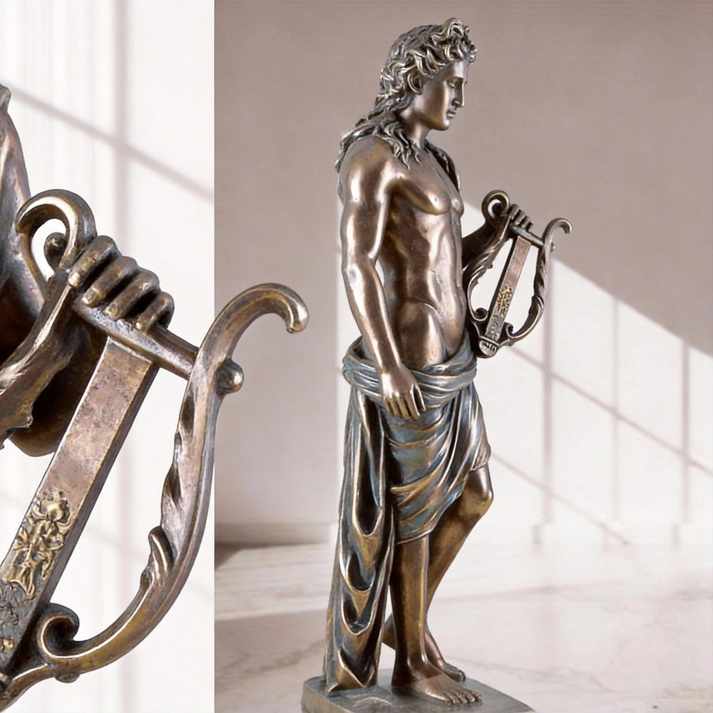 decorative life size Apollo with Lyre Statue bronze