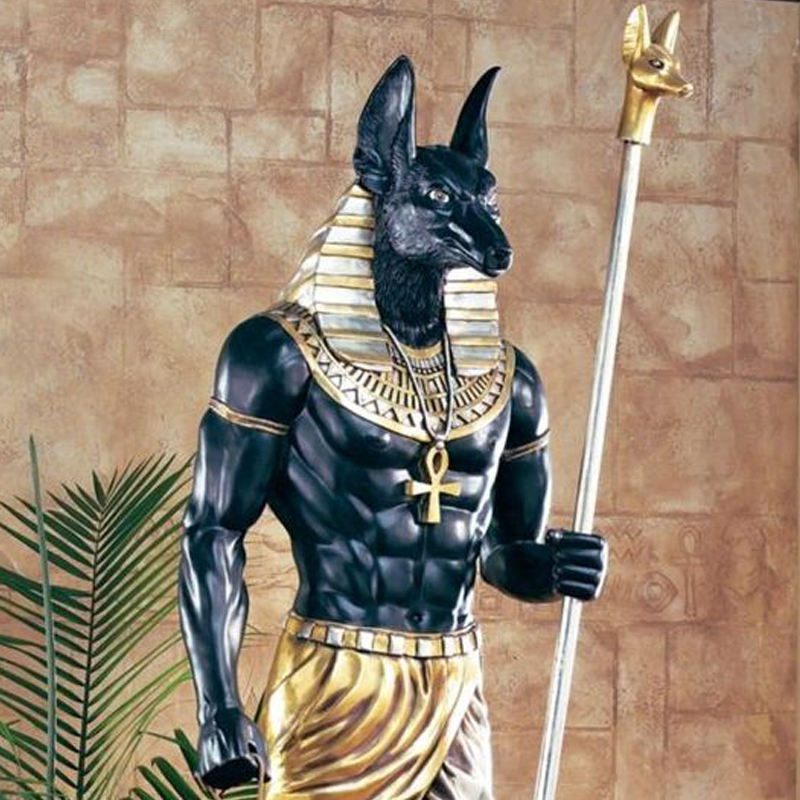 detailed bronze Egyptian Anubis Sculpture jackal head