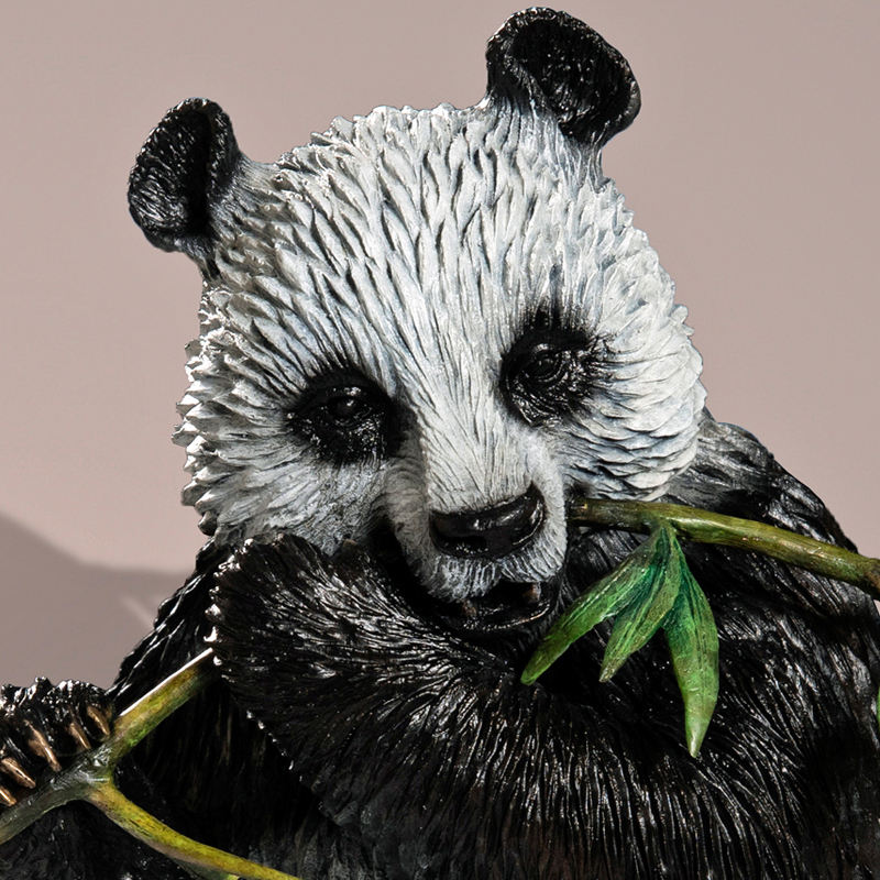 detailed bronze Garden Panda Statue closeup