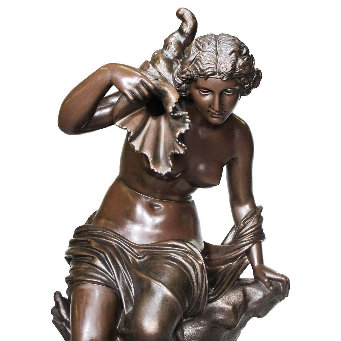 detailed bronze Nude Maiden Statue cornucopia figure