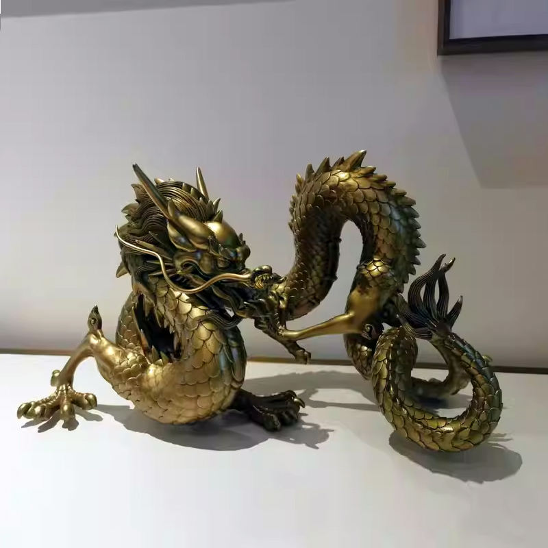 full view Bronze Chinese Dragon Sculpture