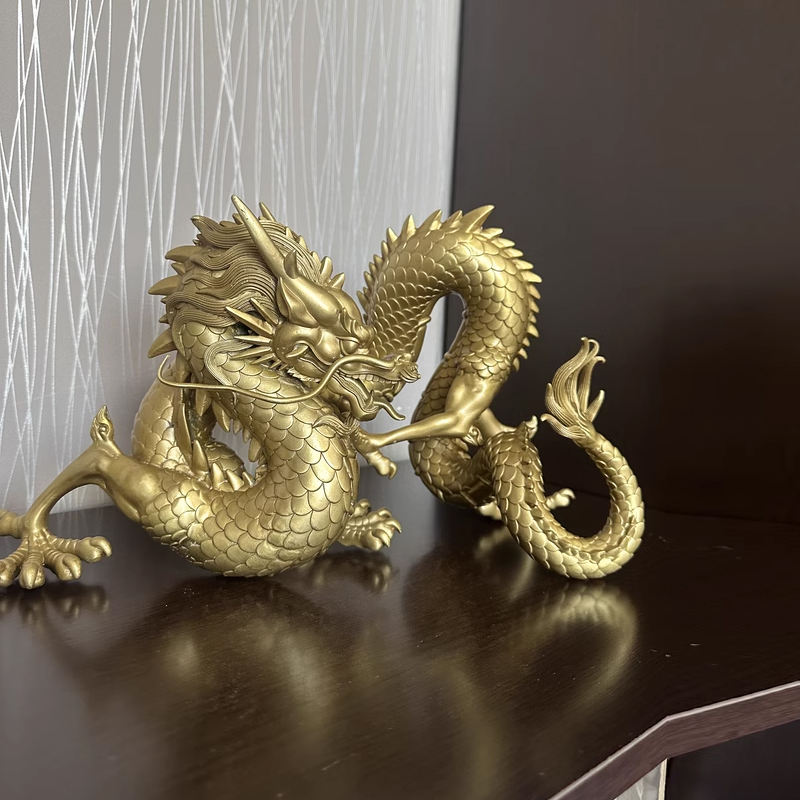 gold finish Bronze Chinese Dragon Sculpture